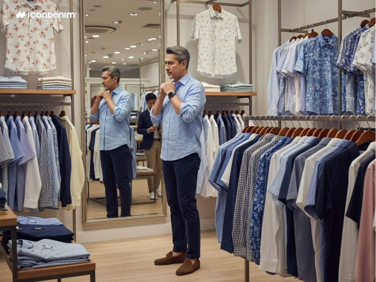 Bố đang chọn áo