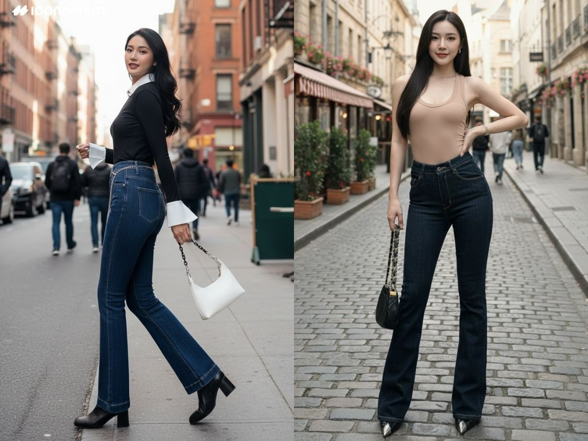 Cách phối quần ống loe nữ hack dáng