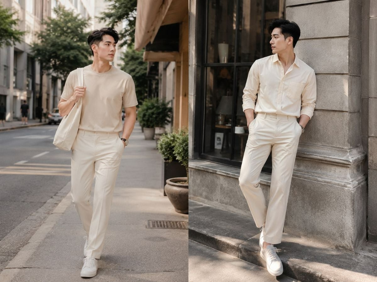 Màu be nhạt phù hợp outfit tối giản, mùa hè