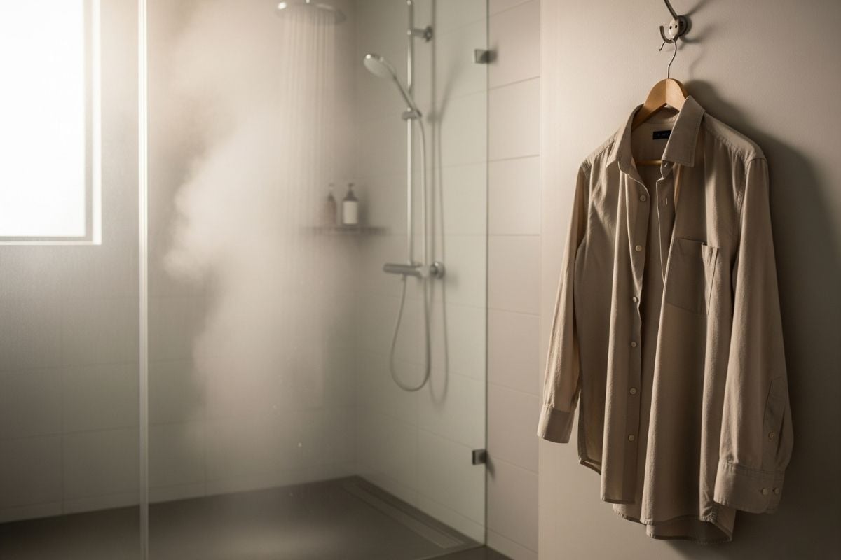 Cách làm phẳng quần áo bằng hơi nước từ vòi sen