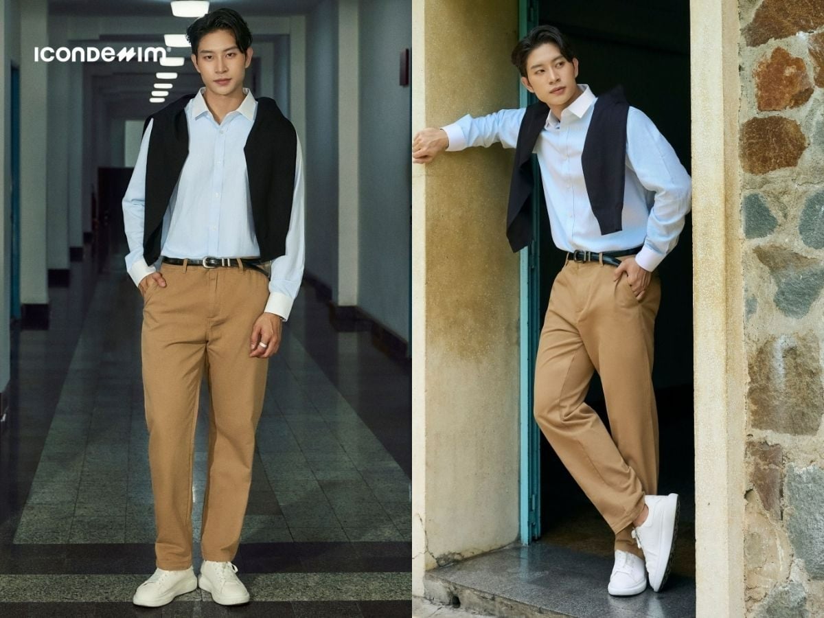 Linh hoạt với áo sơ mi và quần kaki khi trời lạnh