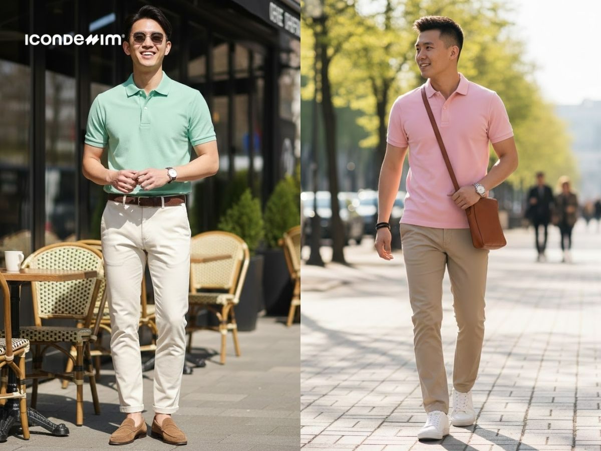 Lịch sự với áo polo và quần chinos