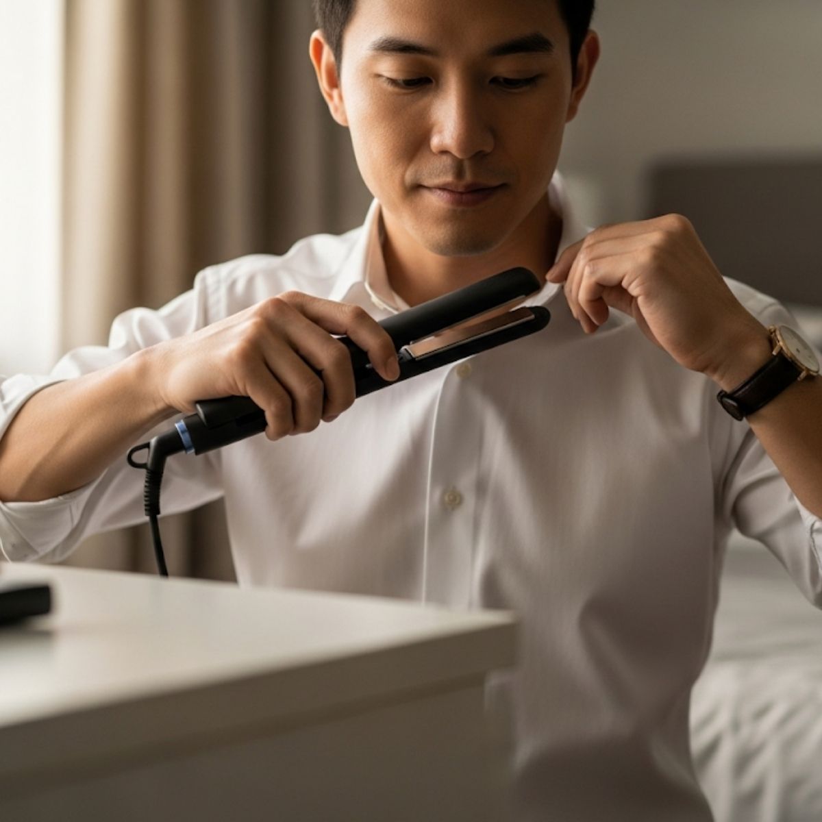 Cách làm phẳng quần áo bằng máy tạo kiểu tóc