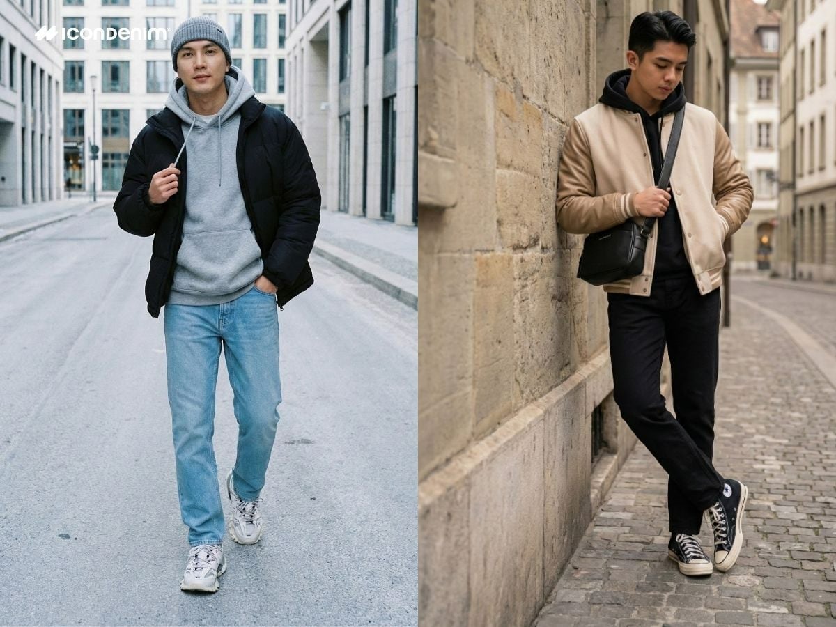 Phối đồ mùa đông nam đẹp với áo hoodie