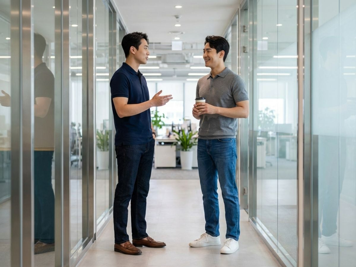 Quần jean ống suông phối áo polo smart-casual