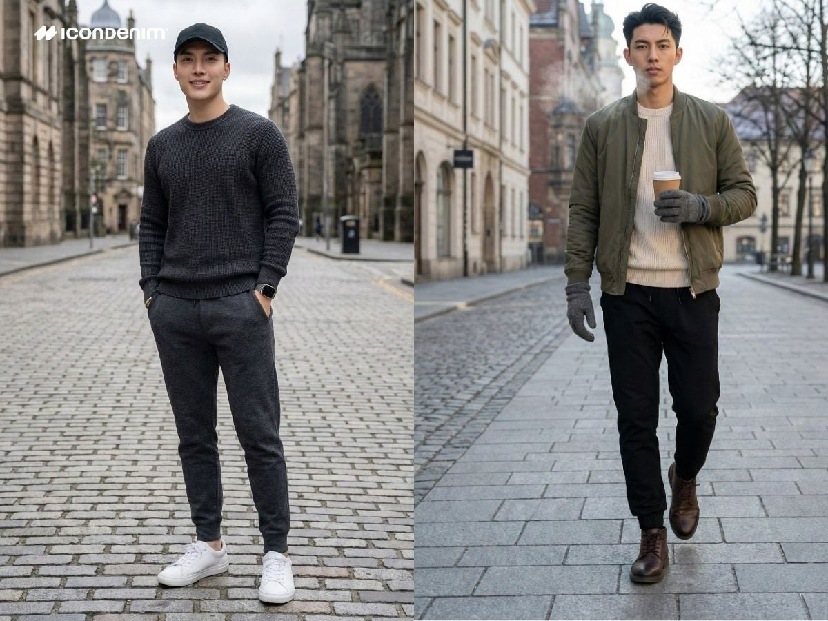 Đồ đông nam đẹp với áo sweater quần jogger