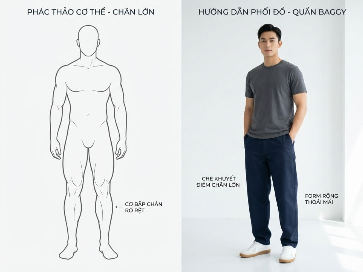 Quần baggy nam cho người có phần đùi to hoặc bắp chân to