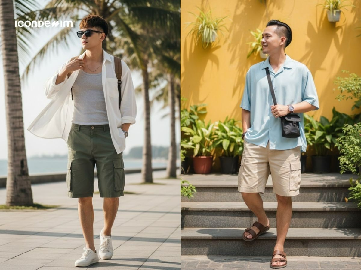 Năng động, phóng khoáng với áo sơ mi form rộng và quần short cargo