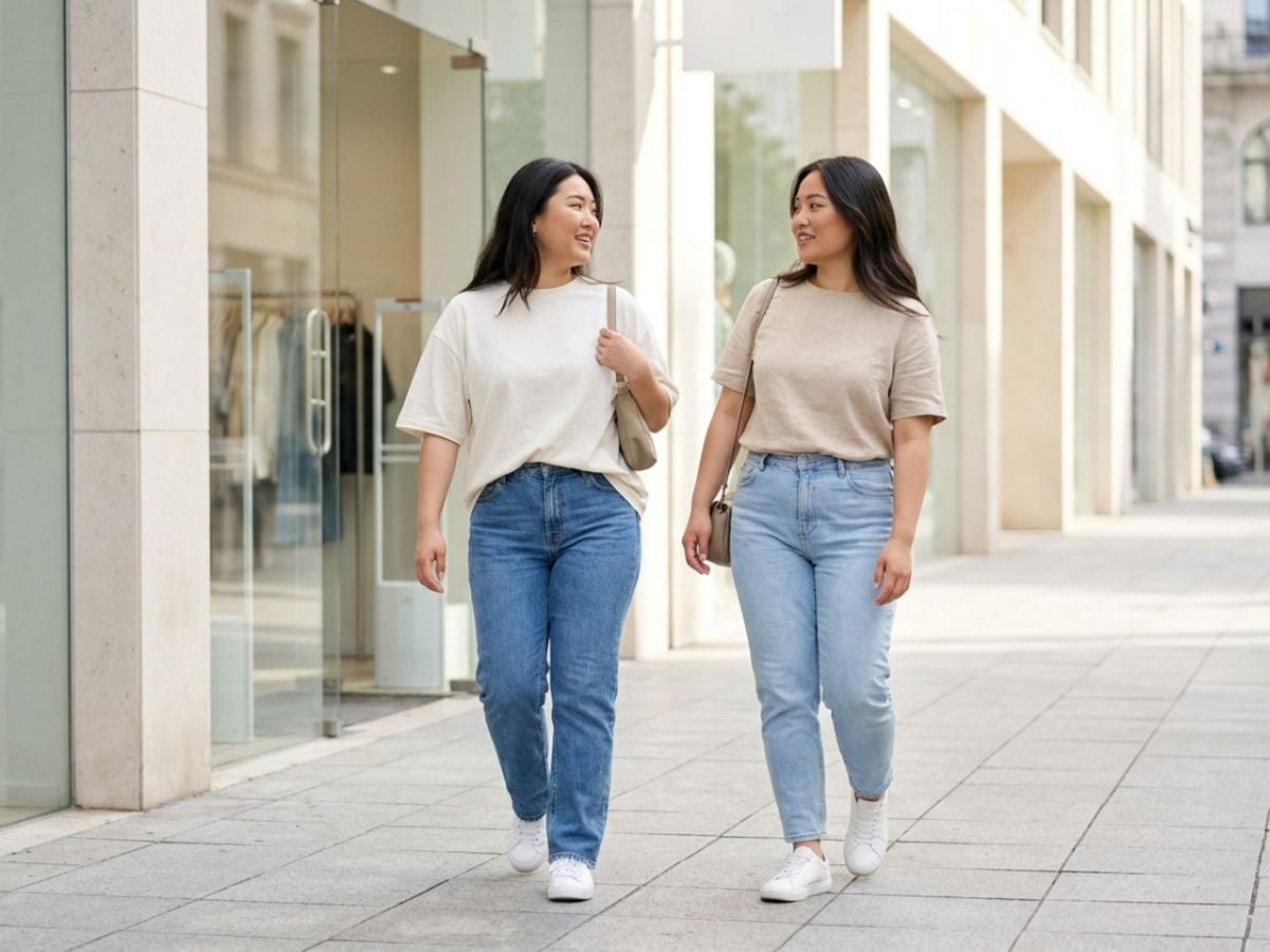 Phối áo thun nữ big size với quần jeans