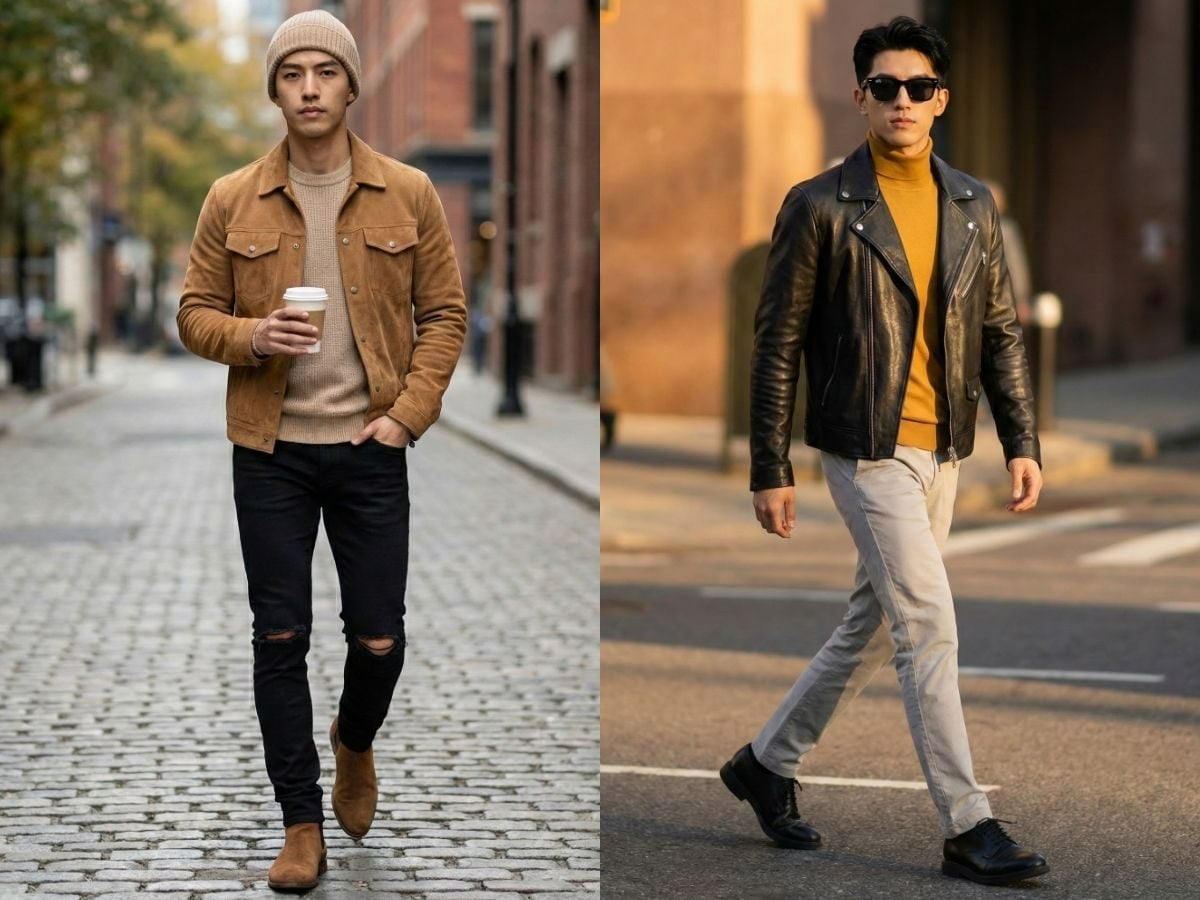 Chọn áo khoác da theo màu sắc chất liệu