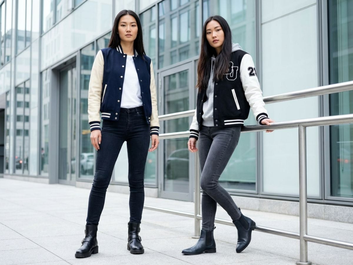 Áo bóng chày phối skinny và boots cá tính