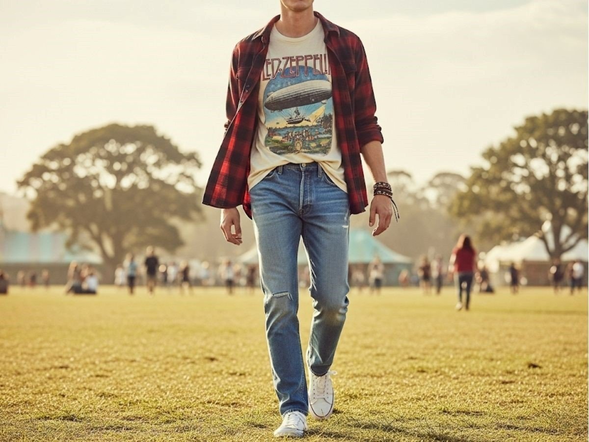 Phong cách retro năng động với áo thun graphic và quần jeans
