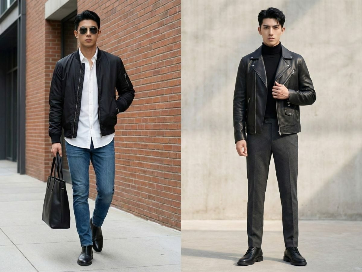Cách phối áo khoác da nam kiểu Hàn Quốc