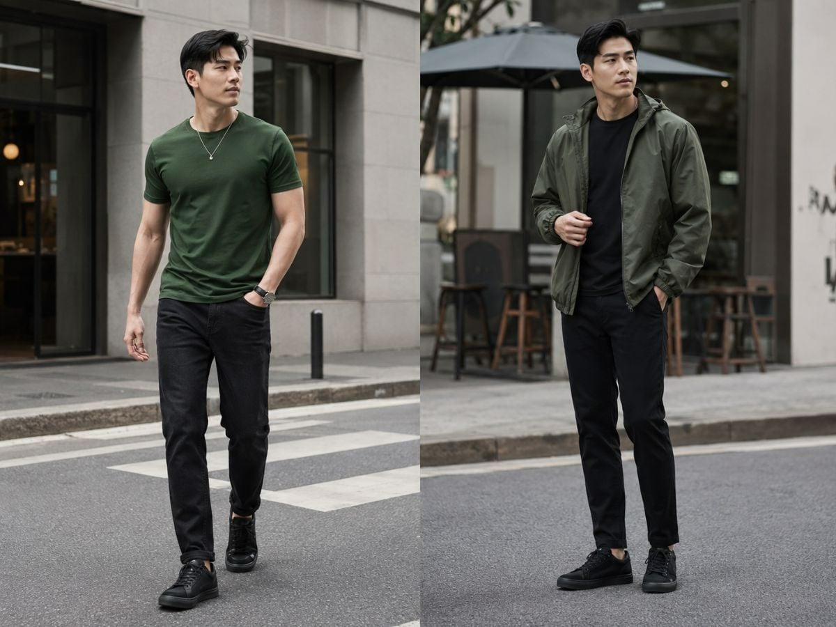 Phối màu xanh lá cùng màu đen
