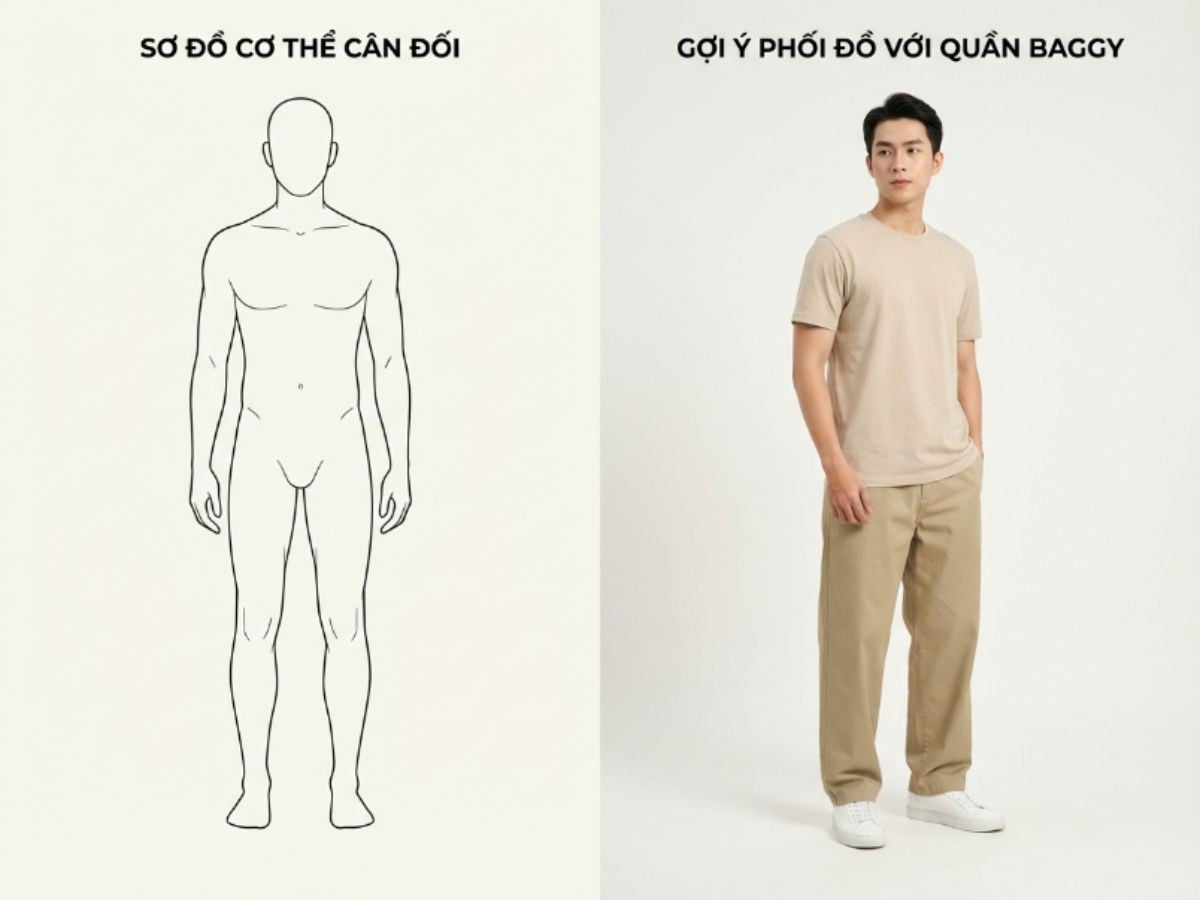 Quần baggy nam cho dáng người cân đối