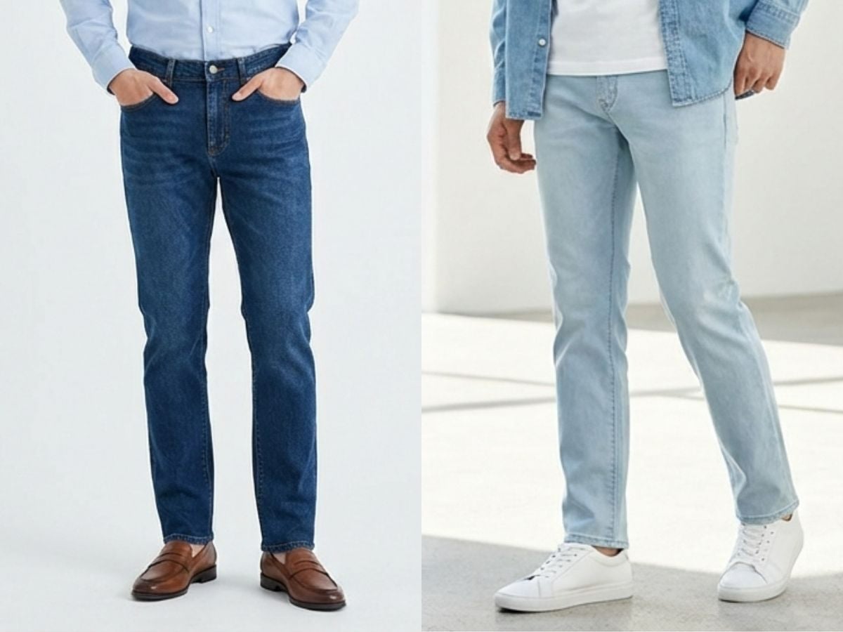 Quần jean form slim-straight