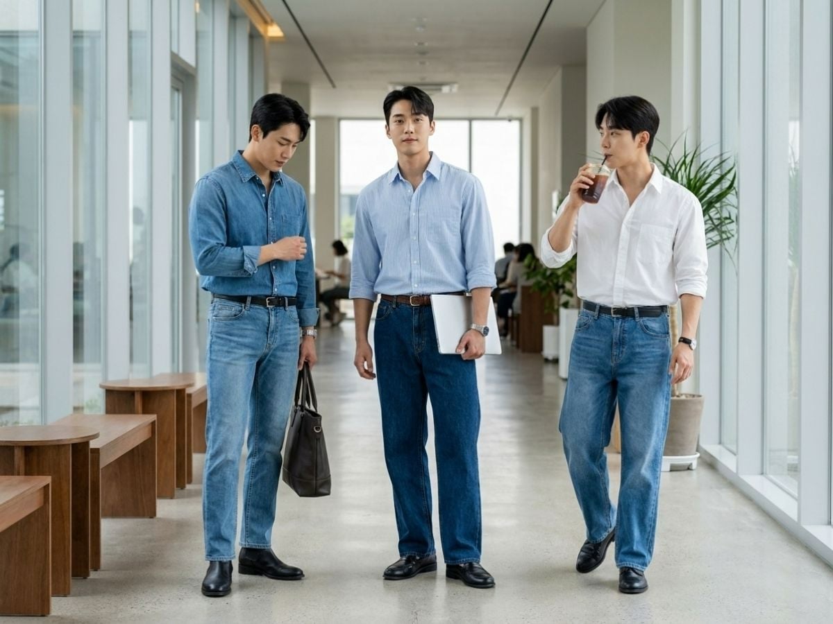 Quần jeans nam phối áo sơ mi