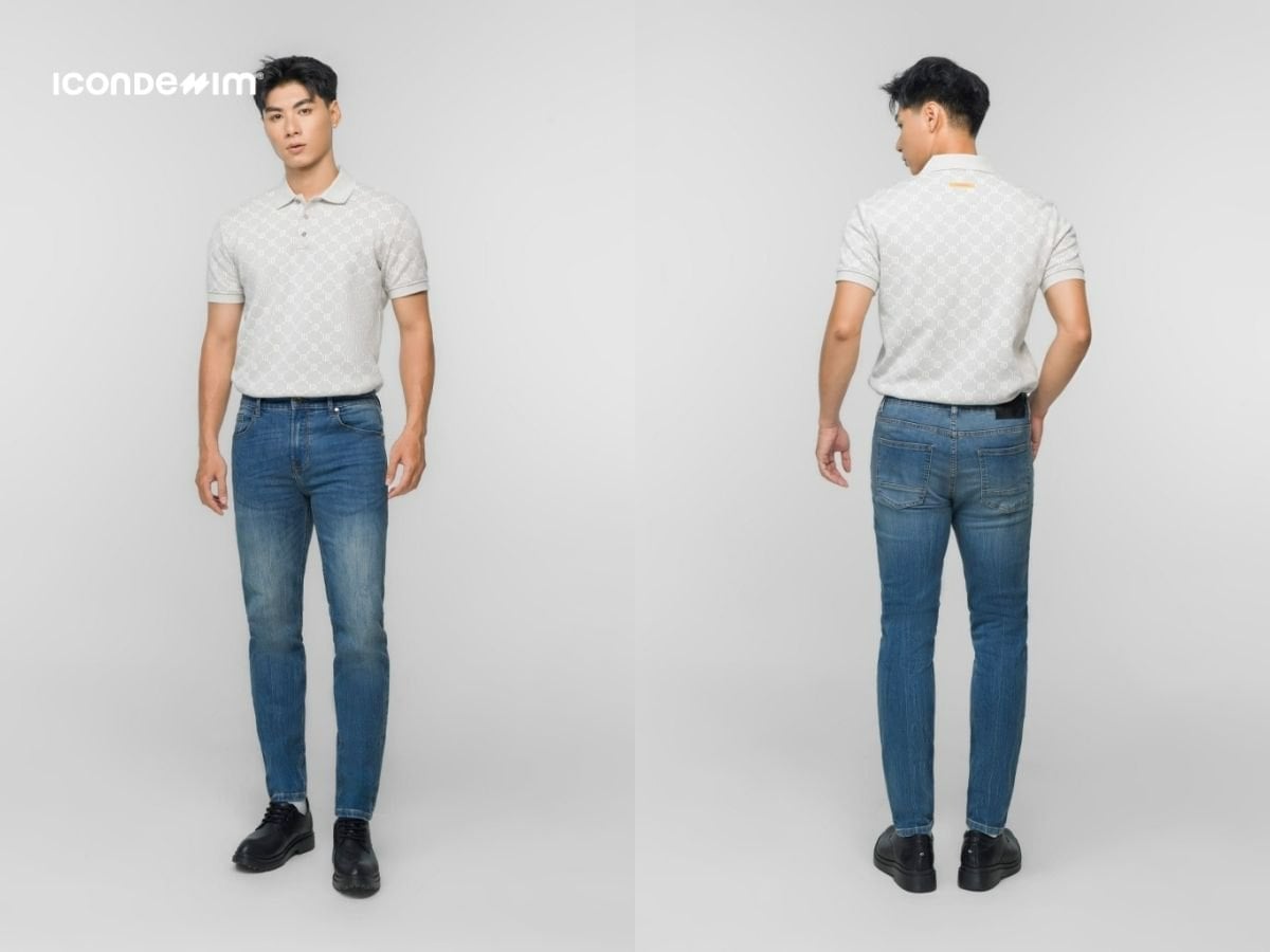 Quần jeans phối áo polo lịch sự
