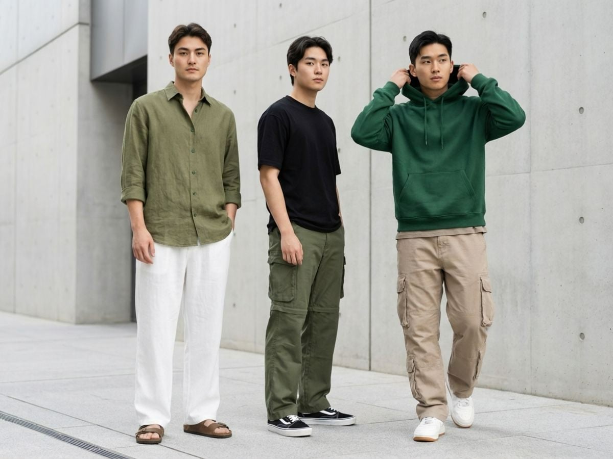 Cân bằng sắc độ trong outfit khi phối màu xanh lá
