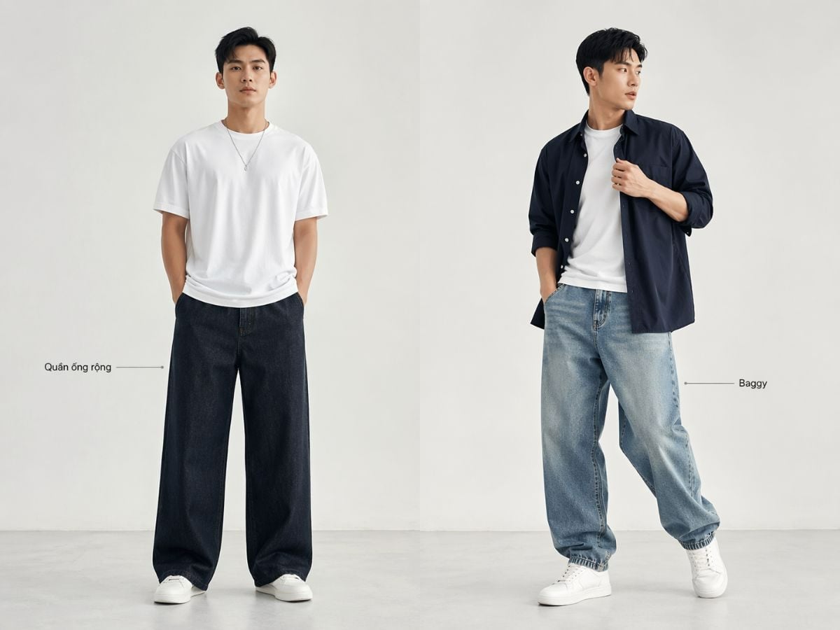 So sánh quần baggy và quần ống rộng