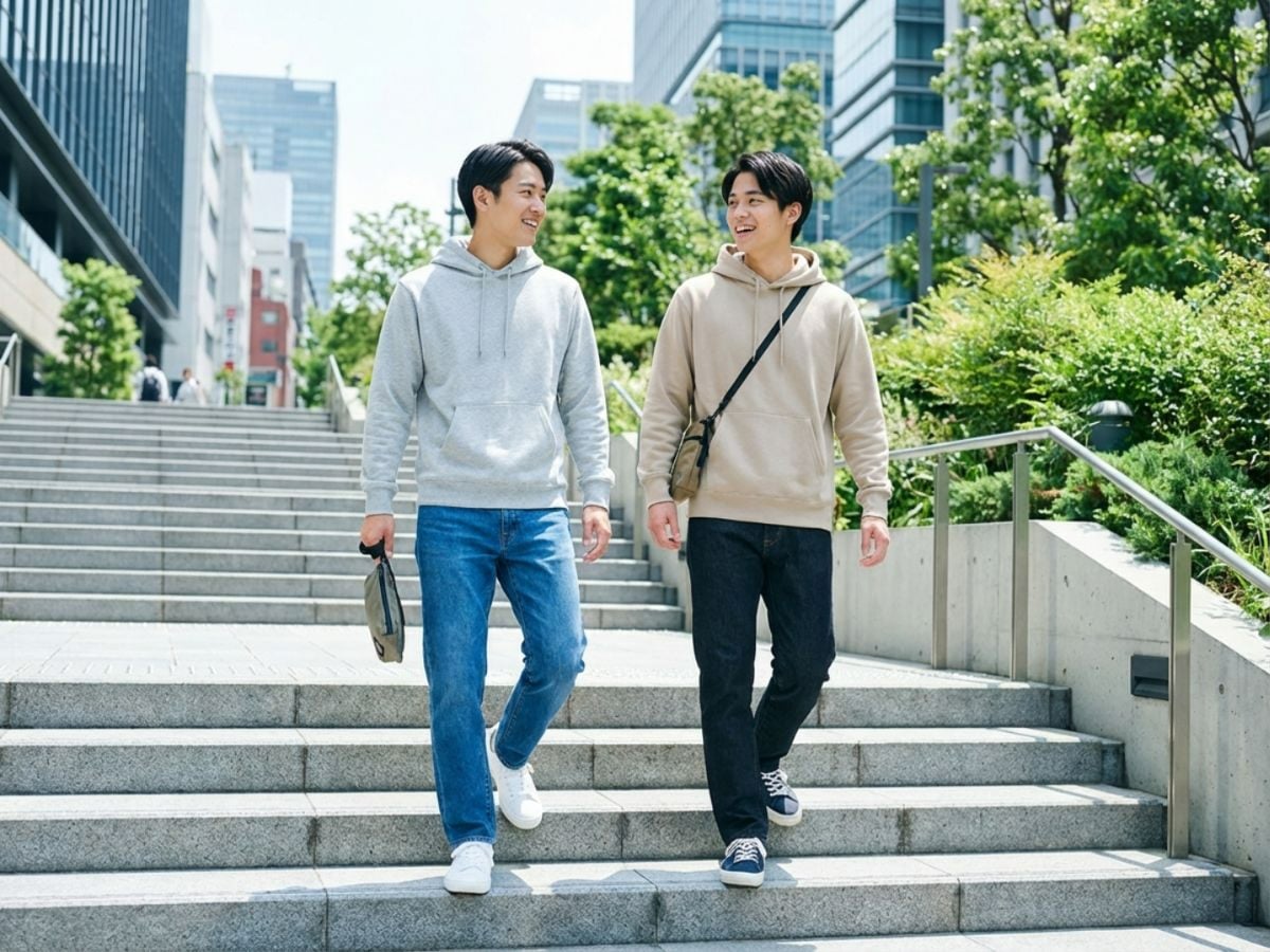 Quần jean ống suông phối hoodie năng động hằng ngày