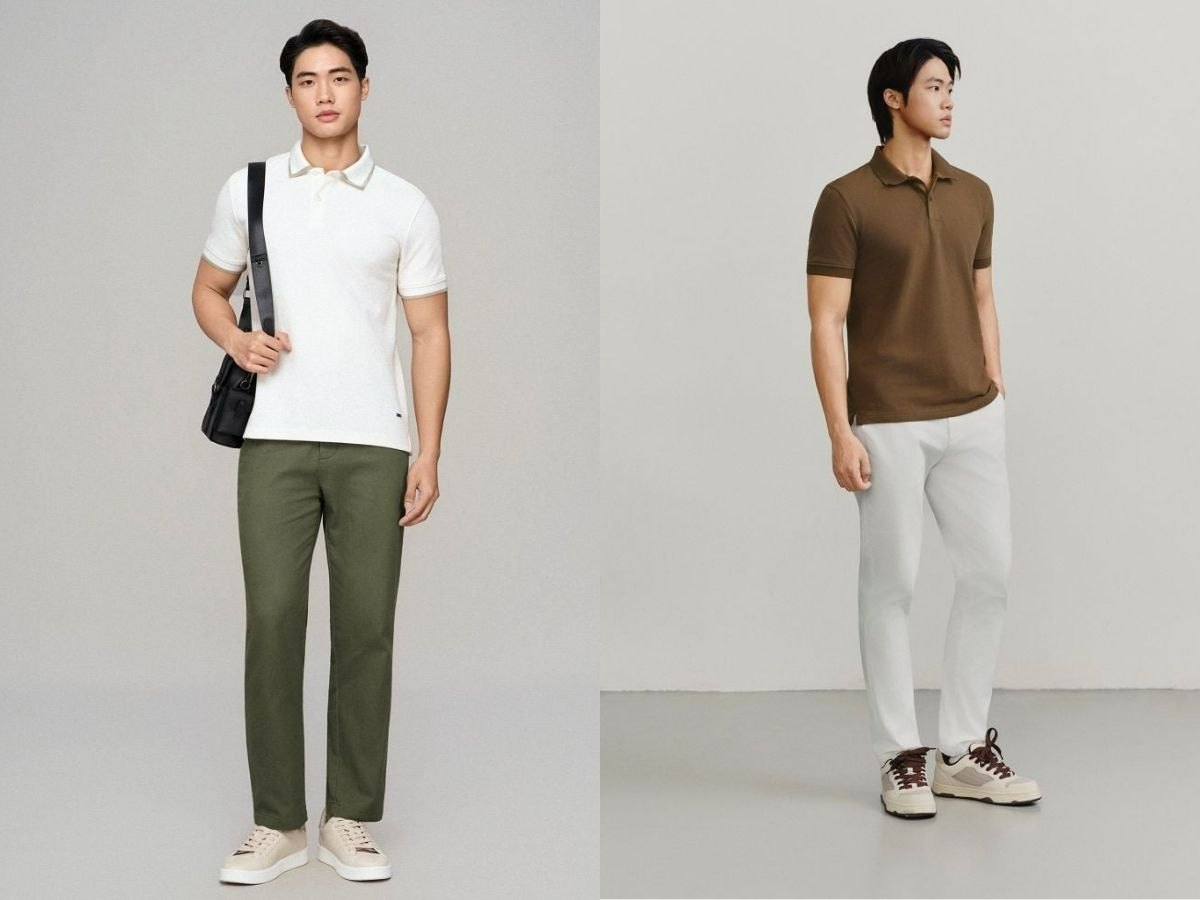 Outfit chơi lễ Quốc Khánh thanh lịch với áo polo và quần chinos