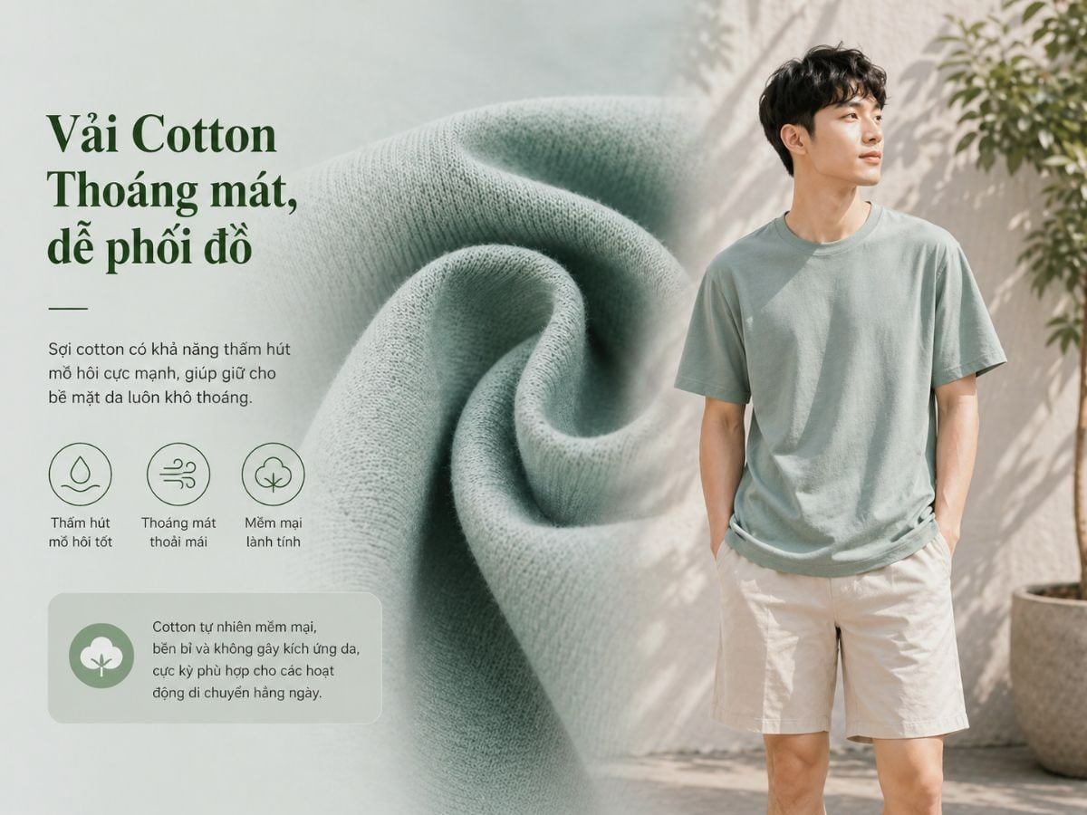 Vải cotton thoáng mát dễ phối đồ