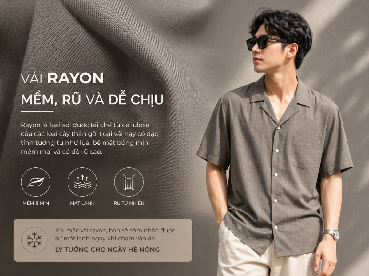 Vải rayon mềm có độ rũ, mềm mại