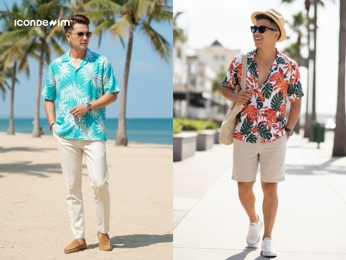 Thoải mái, năng động với áo sơ mi cuban họa tiết nhiệt đới