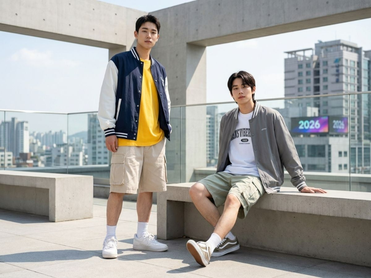 Áo bóng chày phối short cargo đậm chất đường phố