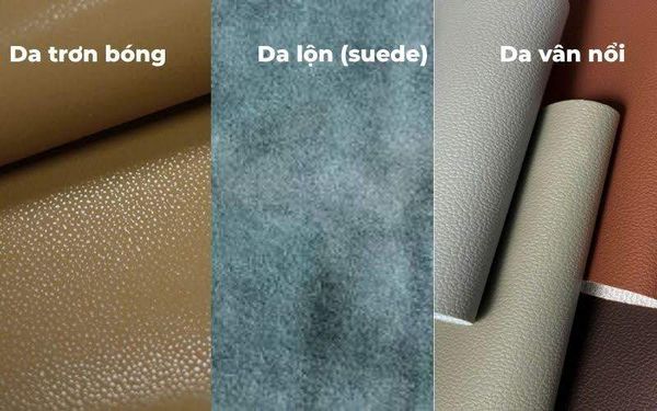 Da trơn bóng, Da lộn, Da vân nổi