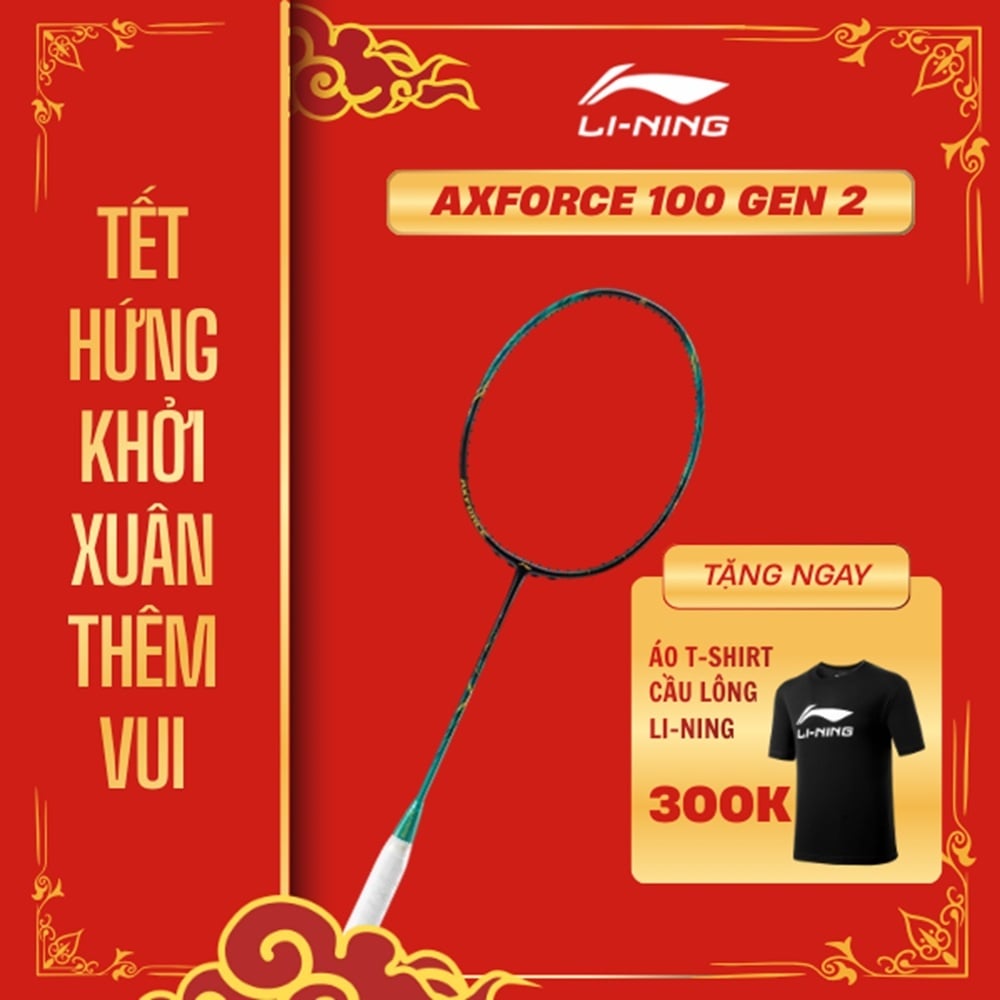 [ BST TẾT ] Khung vợt cầu lông Axforce 100 Gen II P-AYPV039-4 [Tặng 01 Áo T-shirt poly Áo T-shirt Li-Ning P-ATSU493-1]