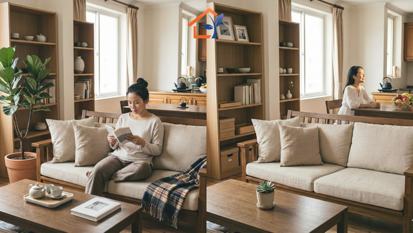 So sánh không gian sống trước và sau khi sắp đặt