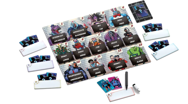 Thành phần bên trong hộp board game Alibis