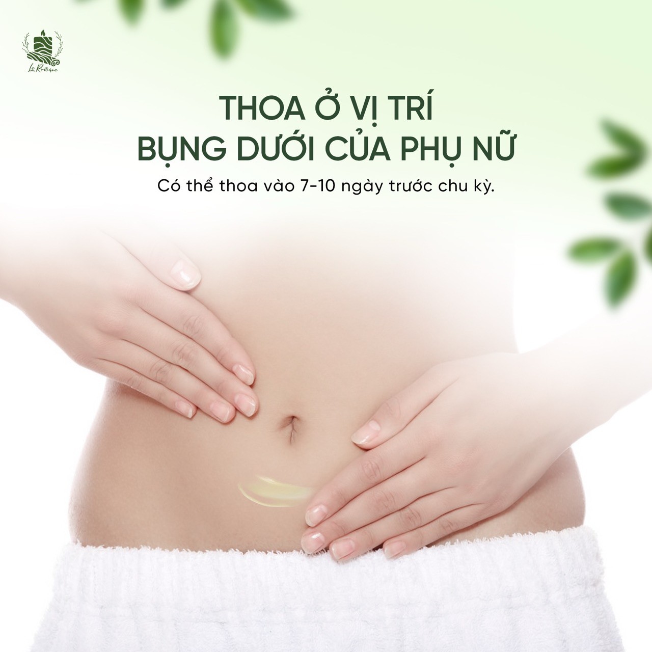 Hướng dẫn thoa tinh dầu Dưỡng Nguyệt lên vùng bụng dưới để giảm đau và thư giãn