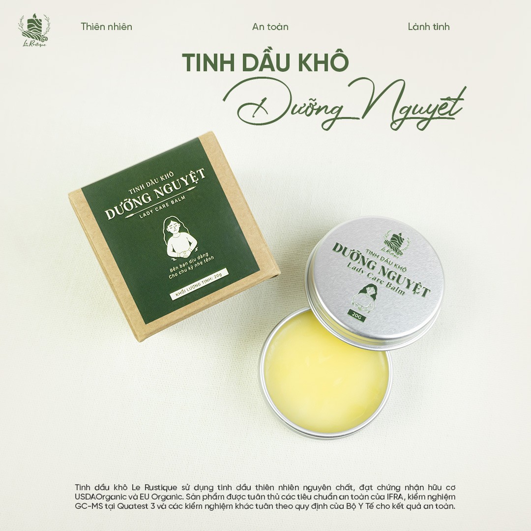 Tinh dầu khô Dưỡng Nguyệt Le Rustique hỗ trợ giảm đau bụng kinh tự nhiên