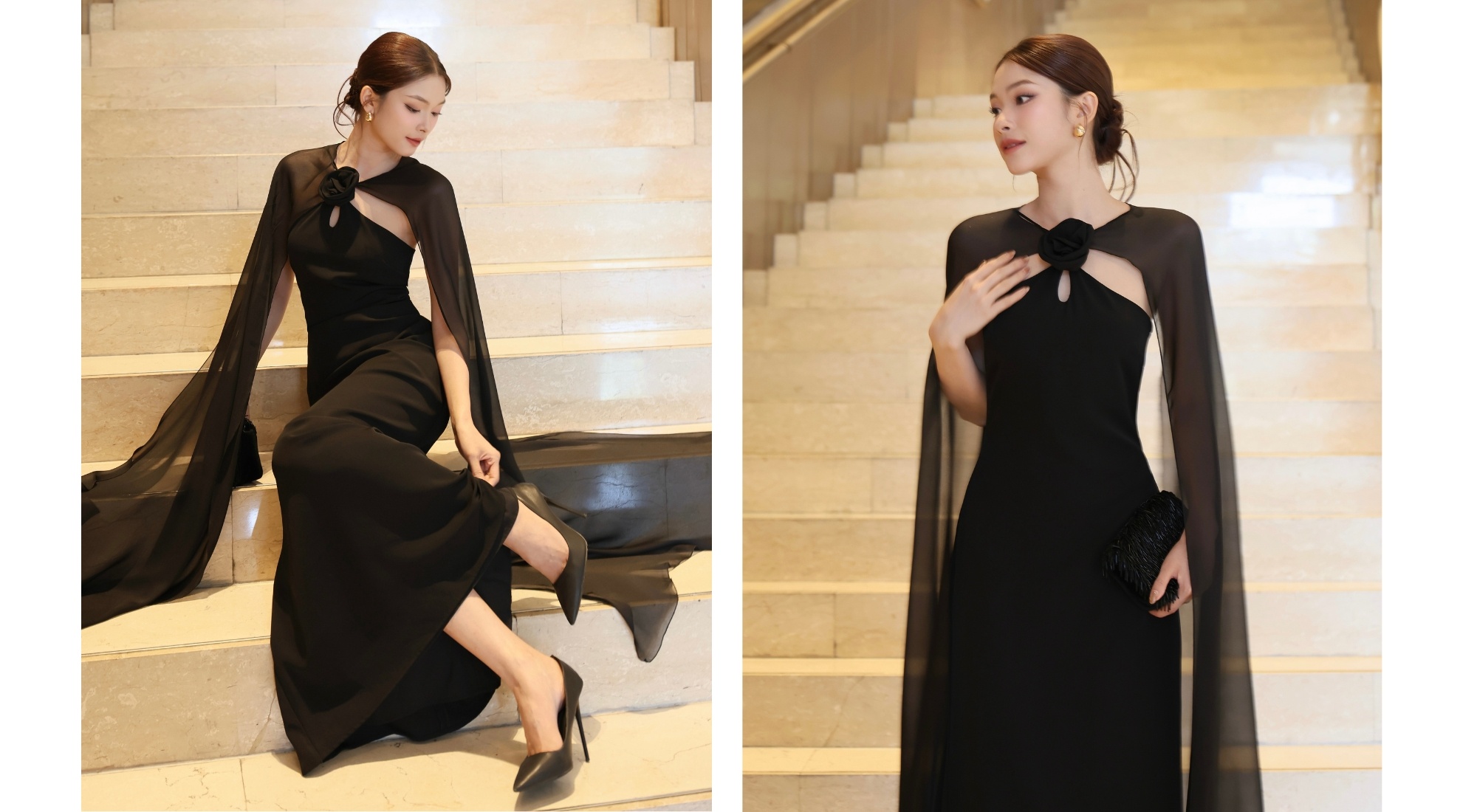 Đầm body tiệc dài cotton cổ yếm