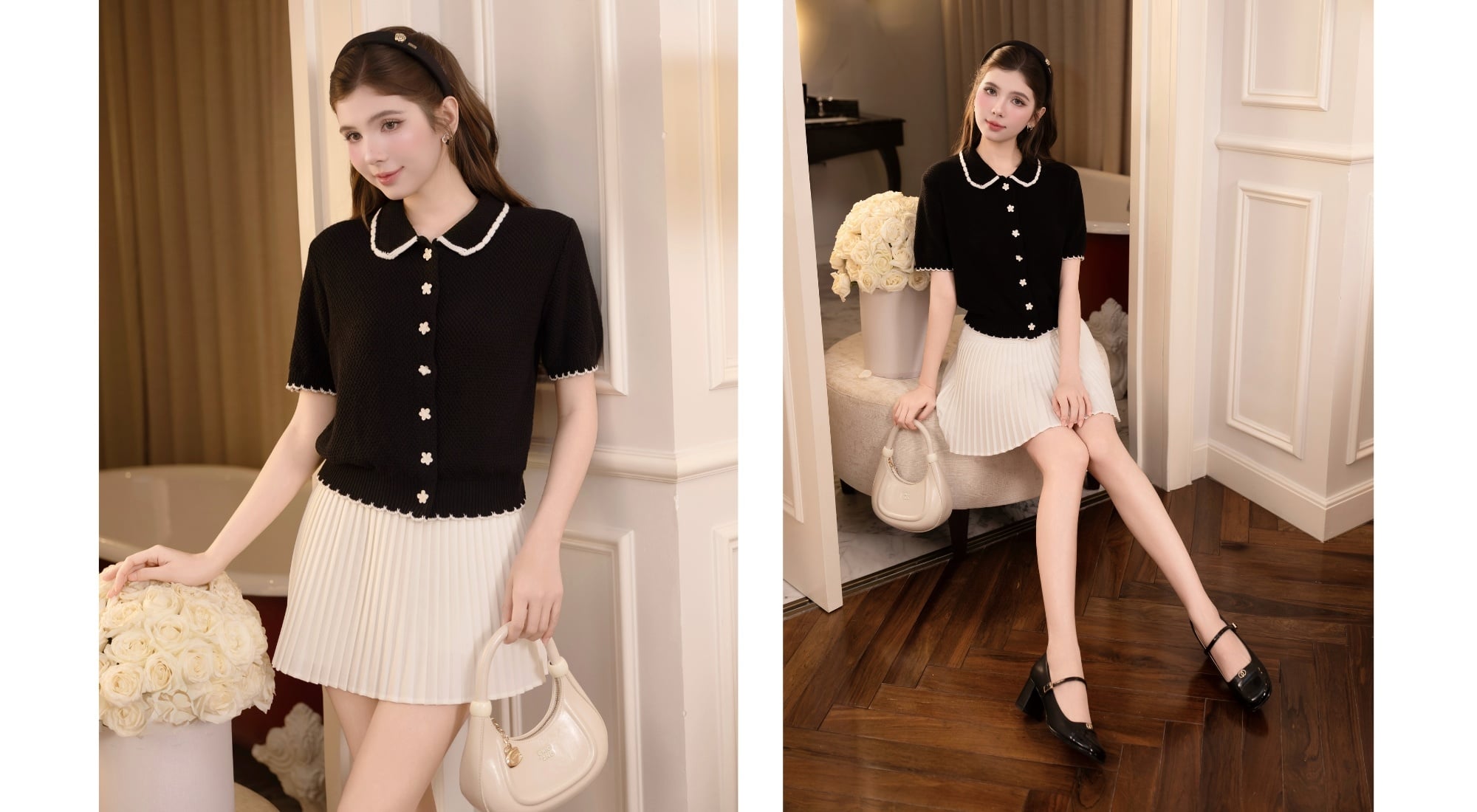 Áo dệt kim cổ sen