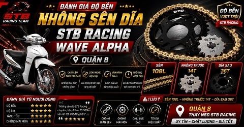 Đánh Giá Độ Bền Nhông Sên Dĩa STB Racing Wave Alpha Quận 8