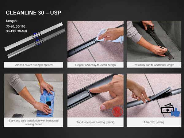 Geberit Cleanline30 – Xu hướng ga thoát sàn cho không gian phòng tắm 2026