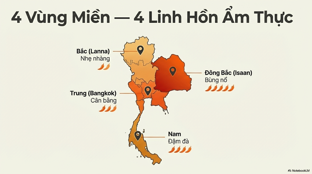 Ẩm Thực Thái Không Chỉ Có Một — 4 Vùng, 4 Linh Hồn Hoàn Toàn Khác