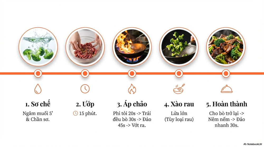 Cách Làm Bò Xào Bông Cải Đúng Cách — Không Dai, Không Nhũn, Đậm Vị