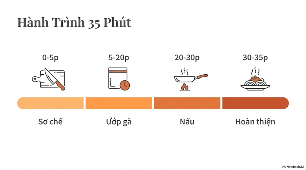 Phút 30–35: Hoàn Thiện Sốt Và Để Gà Nghỉ