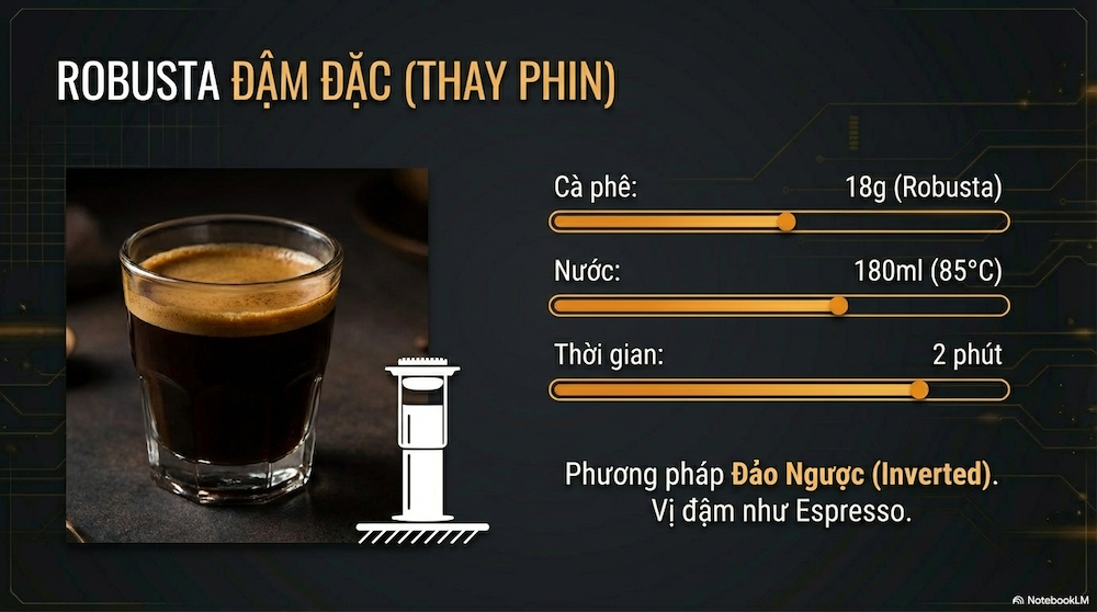 Recipe 1: AeroPress Robusta Đậm Đặc (Thay Phin)