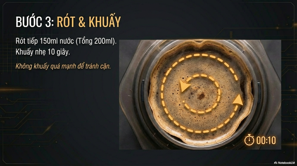 Bước 3: Rót Đủ Nước & Khuấy