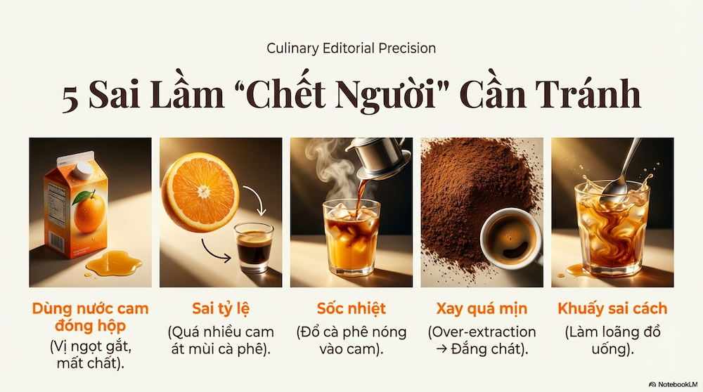 5 Sai Lầm Khiến Cafe Cam Bị Đắng, Tách Lớp hoặc Chua Gắt