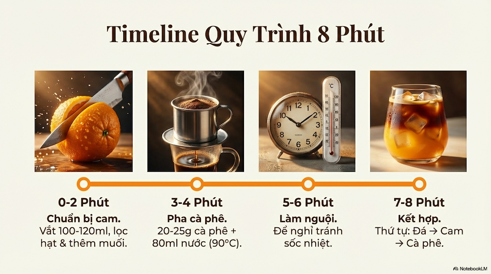 Quy Trình Pha Cafe Cam Chuẩn Vị Trong 8 Phút