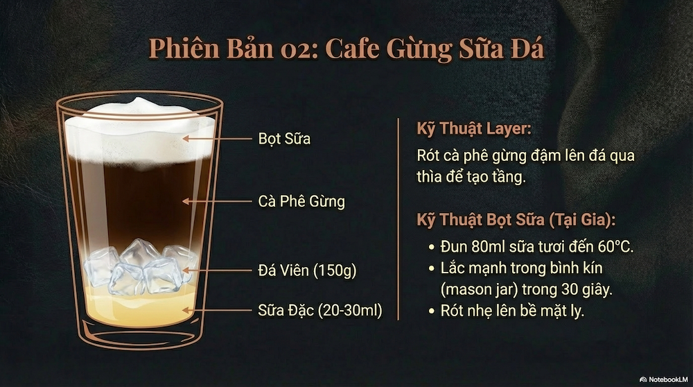 2. Cafe gừng sữa đá — phiên bản ngọt ngào kèm mẹo tạo bọt kem như quán