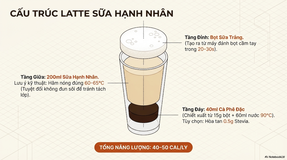Công Thức 2 – Latte Sữa Hạnh Nhân Không Đường