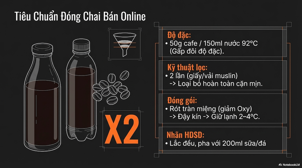 Cách Pha Cà Phê Đóng Chai Giữ Vị 24–48 Giờ Cho GrabFood Và ShopeeFood